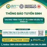 THÔNG BÁO TUYỂN SINH: Chương trình Thạc sĩ Tài chính và Đầu tư khóa 23, Liên kết đào tạo giữa Học viện Tài chính với Đại học Greenwich, Vương quốc Anh